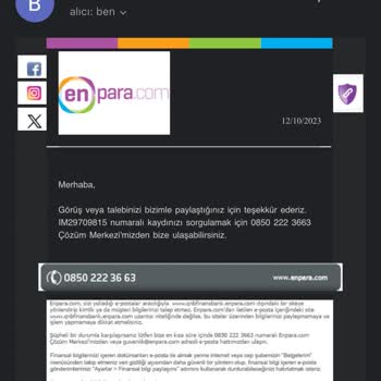 Enpara Şirketim SWİFT Transferi Gerçekleşmedi İade Gelmedi