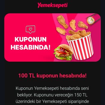 Yemeksepeti 100 TL Kupon Maili