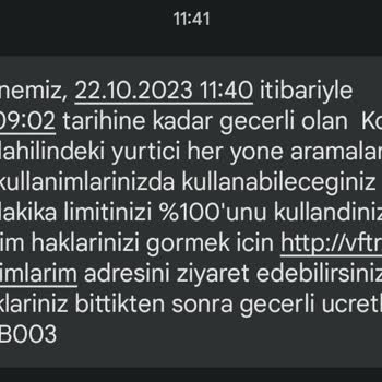 Vodafone Uygulamasıyla Aldığım Gani1500 Dakika Paketi Sorunu