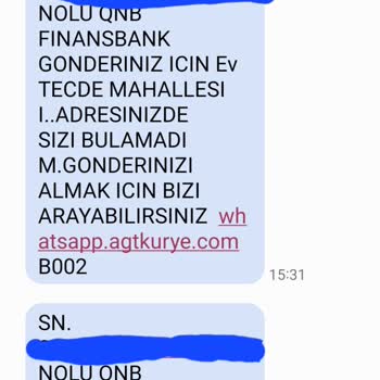 AGT Kurye (aynigunteslim.com) Gelmediği Halde Adreste Bulamadım Mesajı Attı