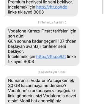 Vodafone'un Sürekli SMS Göndermesi