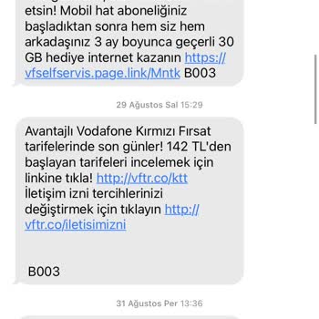 Vodafone'un Sürekli SMS Göndermesi