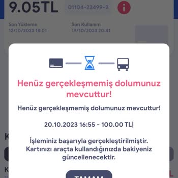 Kentkart Mobil Uygulama Paramı Kartıma Yüklemiyor