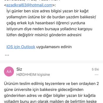 Hoghheim Yanlış Adrese Gönderildiği İçin Kaybolan Sipariş