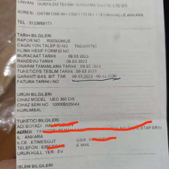 Uğur Soğutma Derin Dondurucu Arızası Ve Değiştirme Talebi