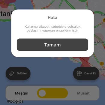 Martı Tag Sürücü Şikayet Sebebiyle Paylaşımın Engellenmesi