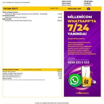 Millenicom Adaletsiz Para Tahsil Etmek İstemesi