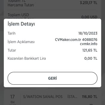 Cvmaker.com.tr Bilgim Dışında Kartımdan Para Çekilmiş