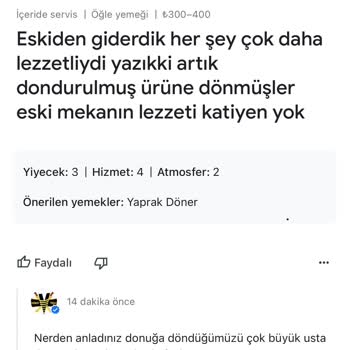 Dönerci Vedat Usta Restorana Yapılan Yorum Sonrası Alınan Tepki