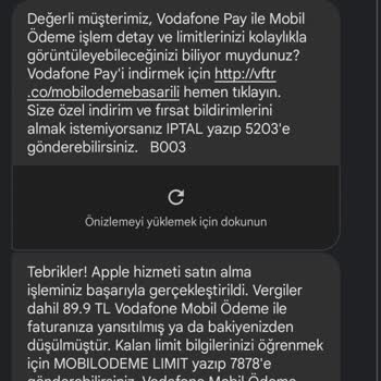 Vodafone Habersiz Mobil Ödeme Satın Alımı