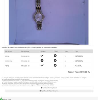 Saat & Saat 3 Aylık MK Saatte Kordon Kararması Ve Garanti Kapsamına Alınmaması