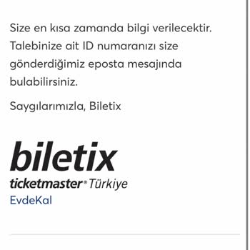 Biletix İade Şikayet Talebi