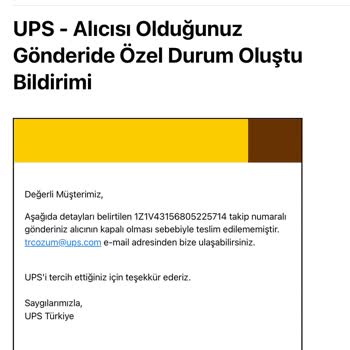 UPS Kargomu Evde Olmama Rağmen "Adreste Yok" Diyerek Teslim Etmiyor