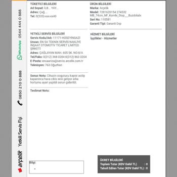 Arçelik Ayıplı Buzdolabını Değiştirmiyor