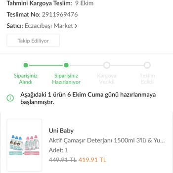 Eczacıbaşı E-Sanal Mağaza Eczacıbaşı Ürünümü Kargoya Vermedi