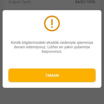 VakıfBank Kimlik Bilgileri Eksikliği
