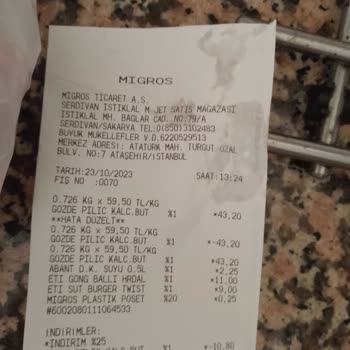 Migros Serdivan Bozuk Tavuk