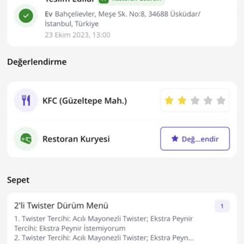 KFC Hatalı Ürün Getirilmesi