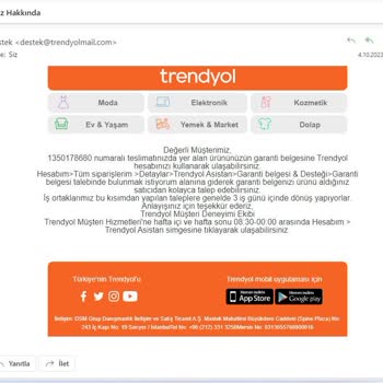 Trendyol Arızalı Ürün İçin Garanti Belgesi Temin Edilememesi