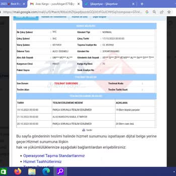 Aras Kargo Hakkında Şikayette Bulunuyorum