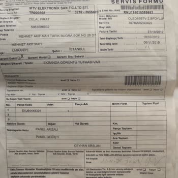 LG Ekran Paneli Arızası