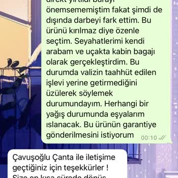 ÇÇS Çanta Ççs Kırılan Valizimle İlgili Yardımcı Olmuyor