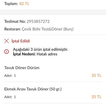 Trendyol Yemek Para İadesi Yapmıyor