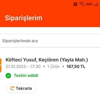 Köfteci Yusuf Teslim Edilmeyen Yemek Siparişi