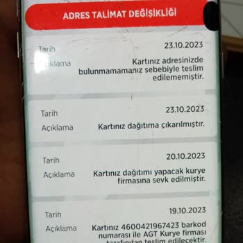 AGT Kurye 4600421967423 Kartı Teslim Etmediler