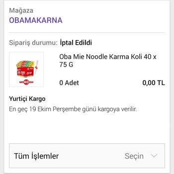 Oba Makarna 1 Kutu Noddle Gönderemedi