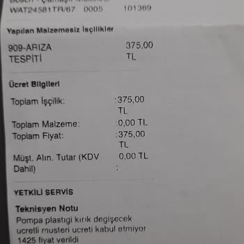 Bosch Çamaşır Makinesi Plastik Parçaların Garanti Dışı Olması