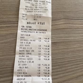 İstinyePark Ferdi Baba Restoranında Hesap Problemi