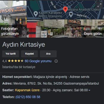 Aydın Kırtasiye (Gaziosmanpaşa) Ürün Değişimi