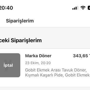 Marka Döner Siparişlerinde Sorun Yaşıyorum