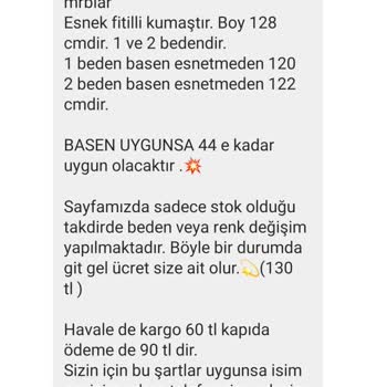 Waqastore (Instagram) 120 Cm Dedikleri Elbise 108 Cm Çıktı