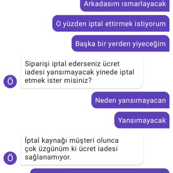 Getir Para İadesinin Yapılmaması