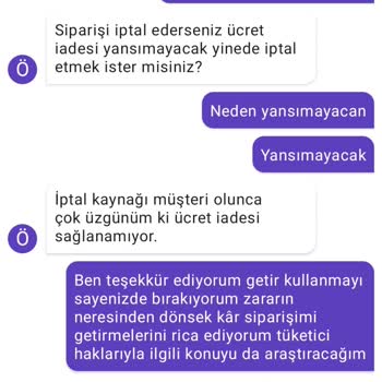 Getir Para İadesinin Yapılmaması