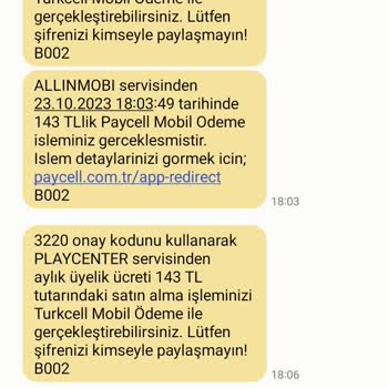 Turkcell Paycell İzinsiz Çekim Yapılmış