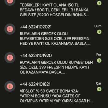 Vodafone Sürekli Olarak +44 İle Başlayan Spam Mesajları Alıyorum.