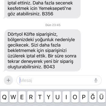Yemeksepeti Siparişimden 40 Dakika Sonra İptal Edilen Yemek