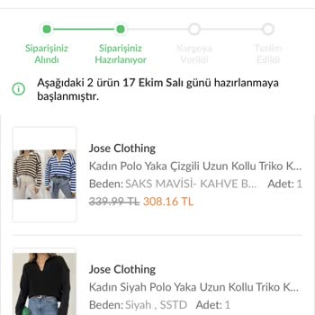 Jose Clothing Trendyol Ürünüm 7 Gündür Kargoya Verilmedi