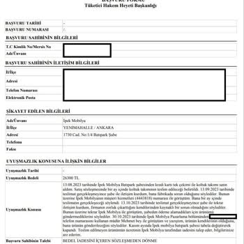 İpek Mobilya 3 Aydır Teslim Edilmeyen Mobilya