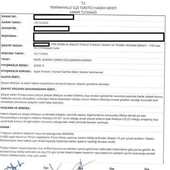 İpek Mobilya 3 Aydır Teslim Edilmeyen Mobilya