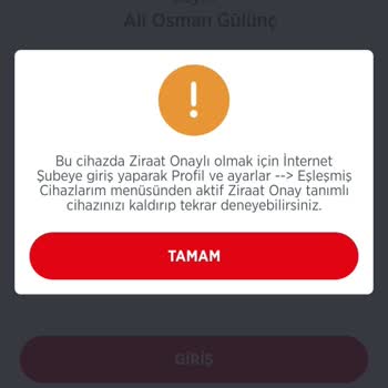 Ziraat Bankası Mobil Eşleşmeyi Kaldırmak İstiyorum.