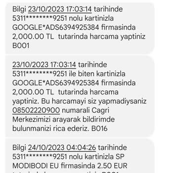 Google Paramın İadesi