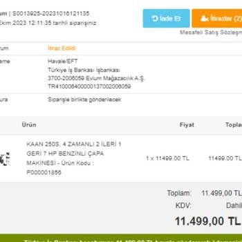 EVİUM'DAN Çapa Makinesi Sipariş Ettim Hata Ettim