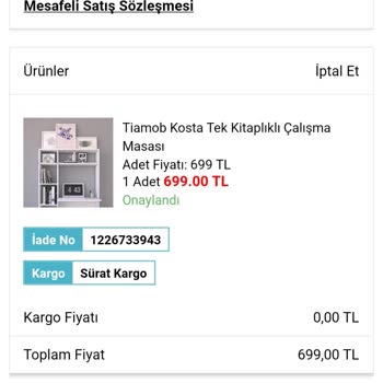 A101 Çalışma Masası Siparişi