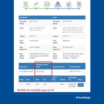 Sürat Kargo'dan Şikayetçiyim