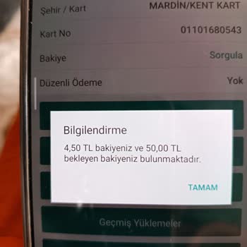 Kentkart Bekleyen Bakiye