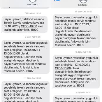 Digiturk Kurulum Yapılmıyor. Sürekli Erteleme Mesajı Geliyor.